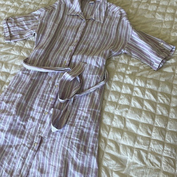 Magaschoni Multicolor Striped Linen Midi Dress - Picture 2 of 8